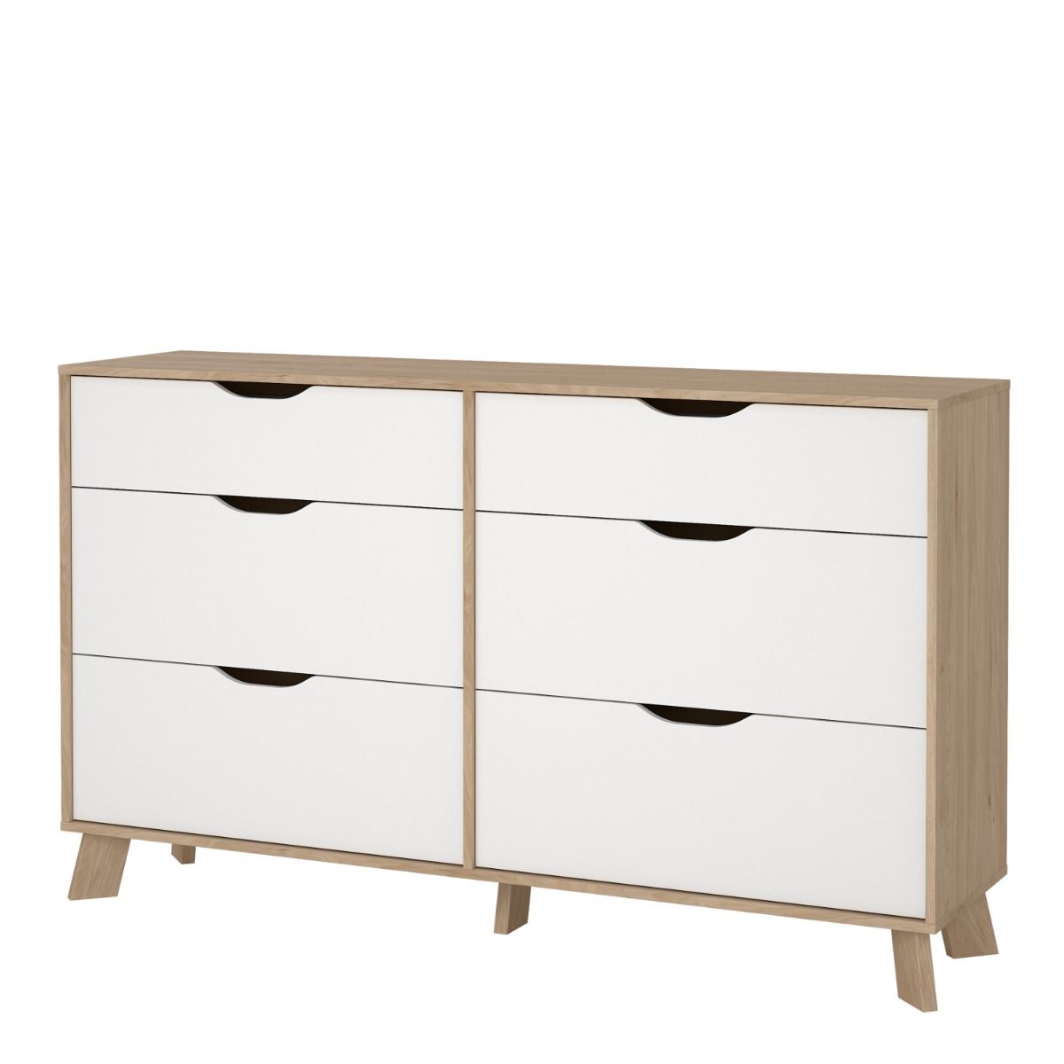 Ikast Double Dresser 6 Drawers in Jackson Hickory and White - INSIDE HOUSE