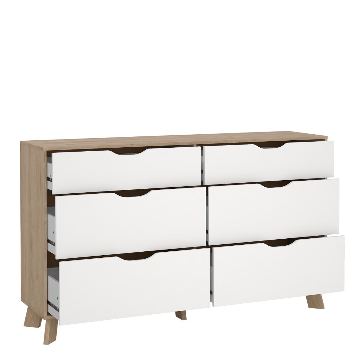 Ikast Double Dresser 6 Drawers in Jackson Hickory and White - INSIDE HOUSE