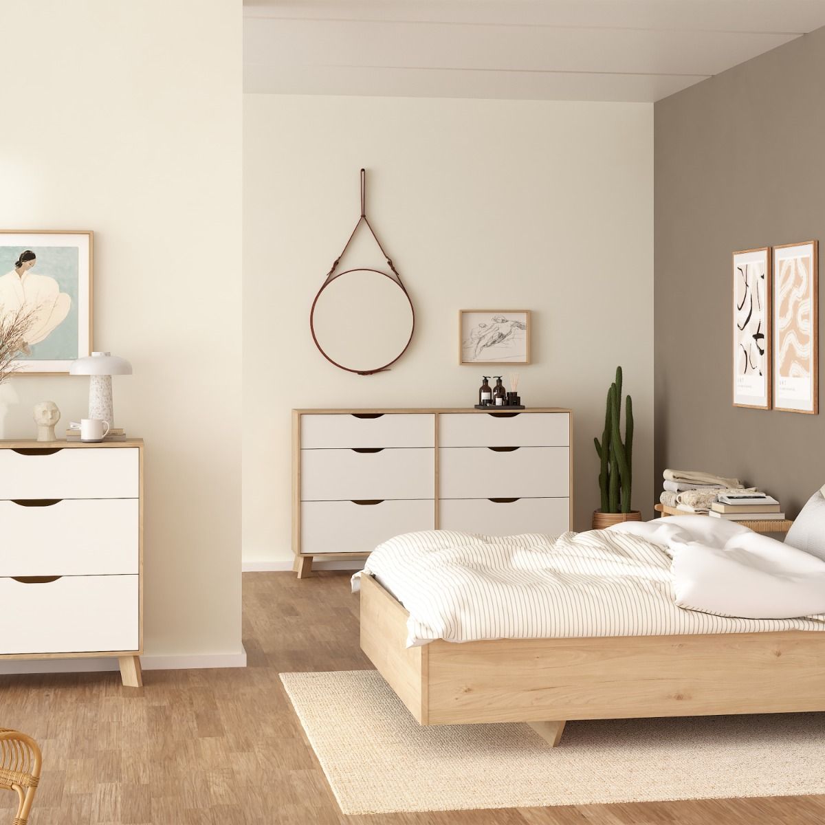 Ikast Double Dresser 6 Drawers in Jackson Hickory and White - INSIDE HOUSE