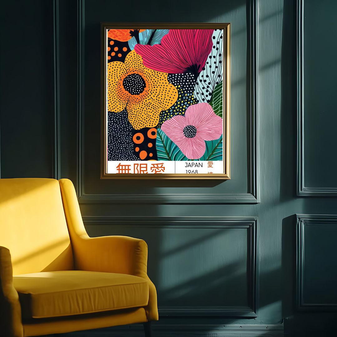 Japanese Flowers Bright Art Print - INSIDE HOUSE