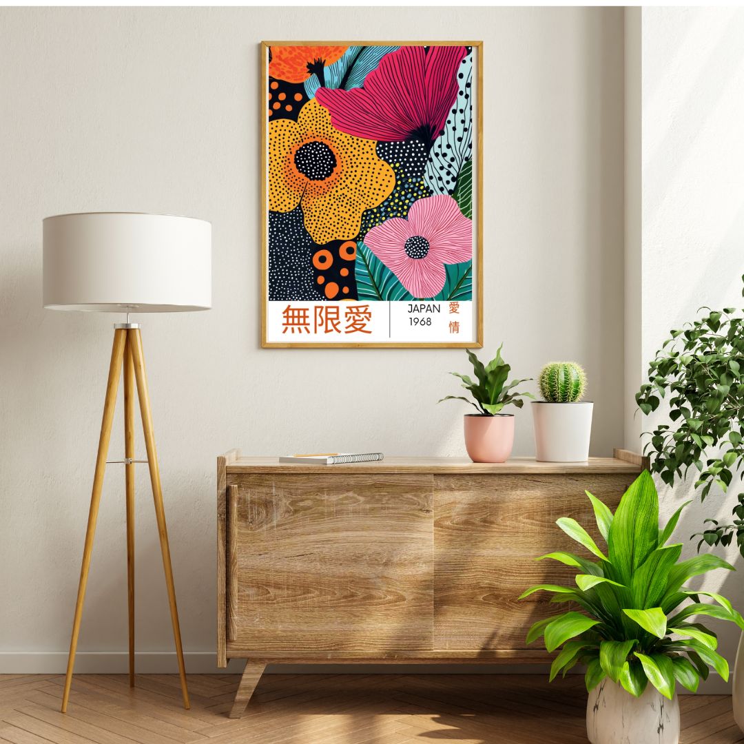 Japanese Flowers Bright Art Print - INSIDE HOUSE