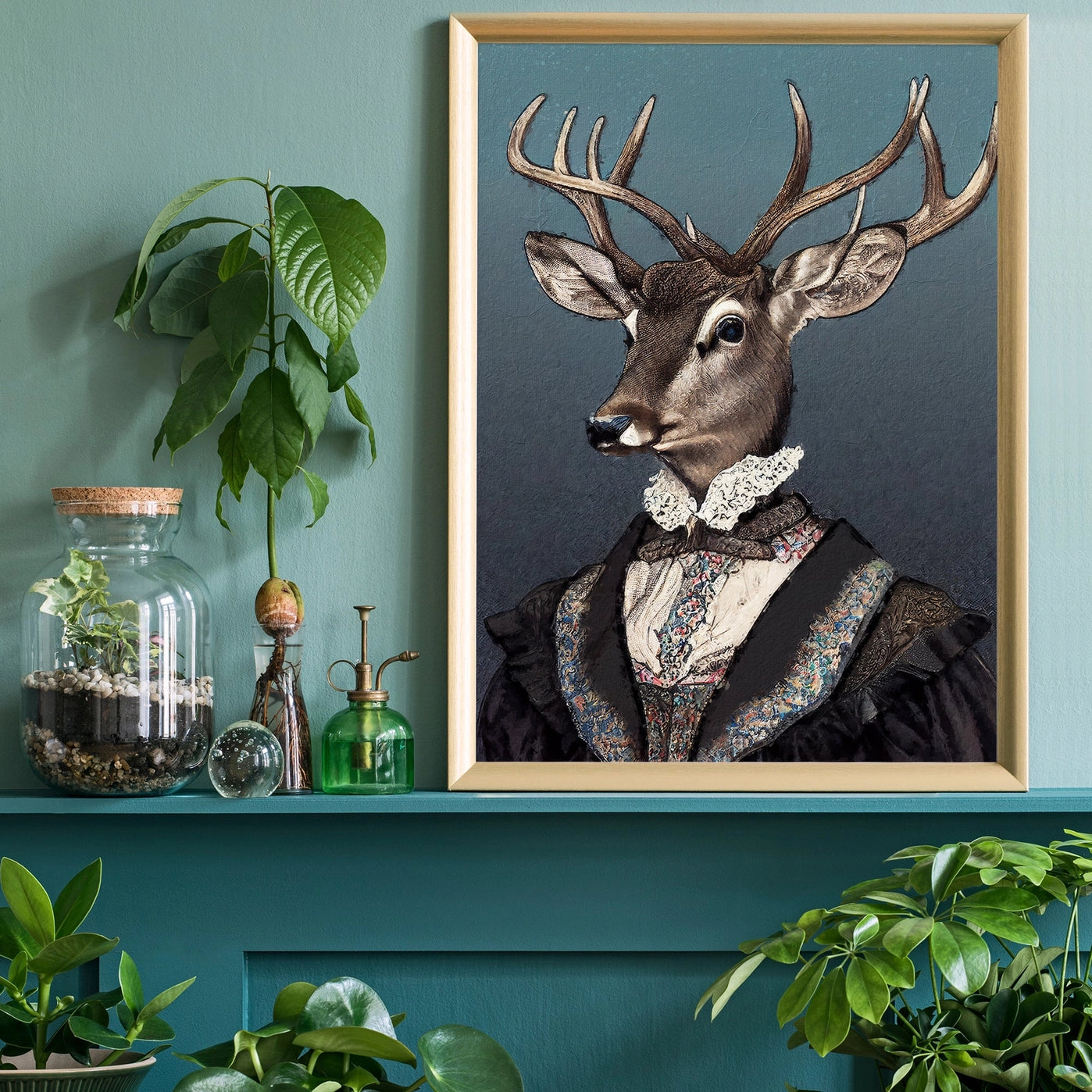 Female Stag Animal Head Print - INSIDE HOUSE
