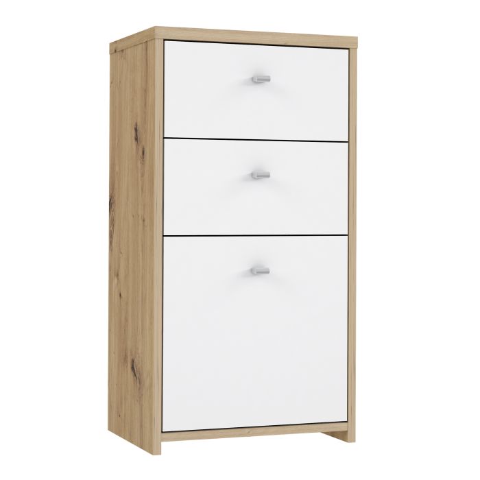 Best Chest Storage Cabinet 2 Drawers 1 Door in Artisan Oak/White