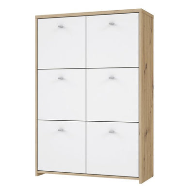Best Chest Storage Cabinet with 6 Doors in Artisan Oak/White