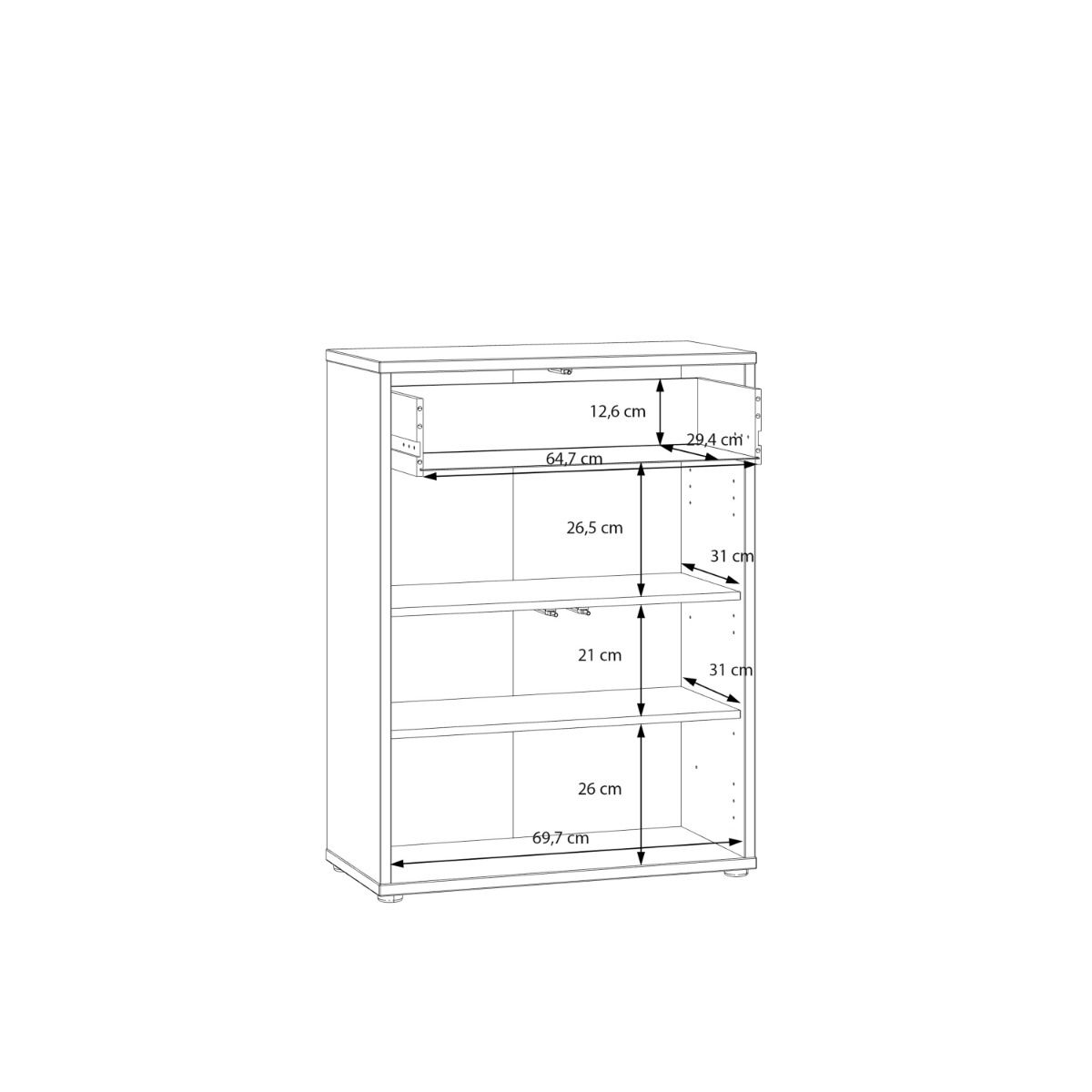 Alice Springs Shoe Cabinet – Sand Finish with 2 Doors &amp; Drawer