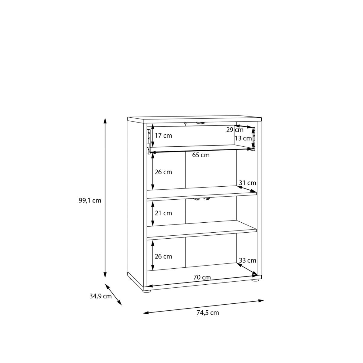 Alice Springs Shoe Cabinet – Elegancia Oak Finish with 2 Doors &amp; Drawer