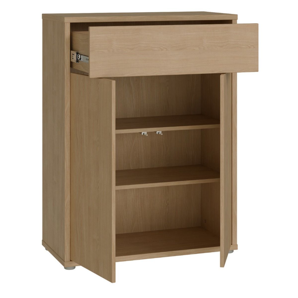 Alice Springs Shoe Cabinet – Elegancia Oak Finish with 2 Doors &amp; Drawer