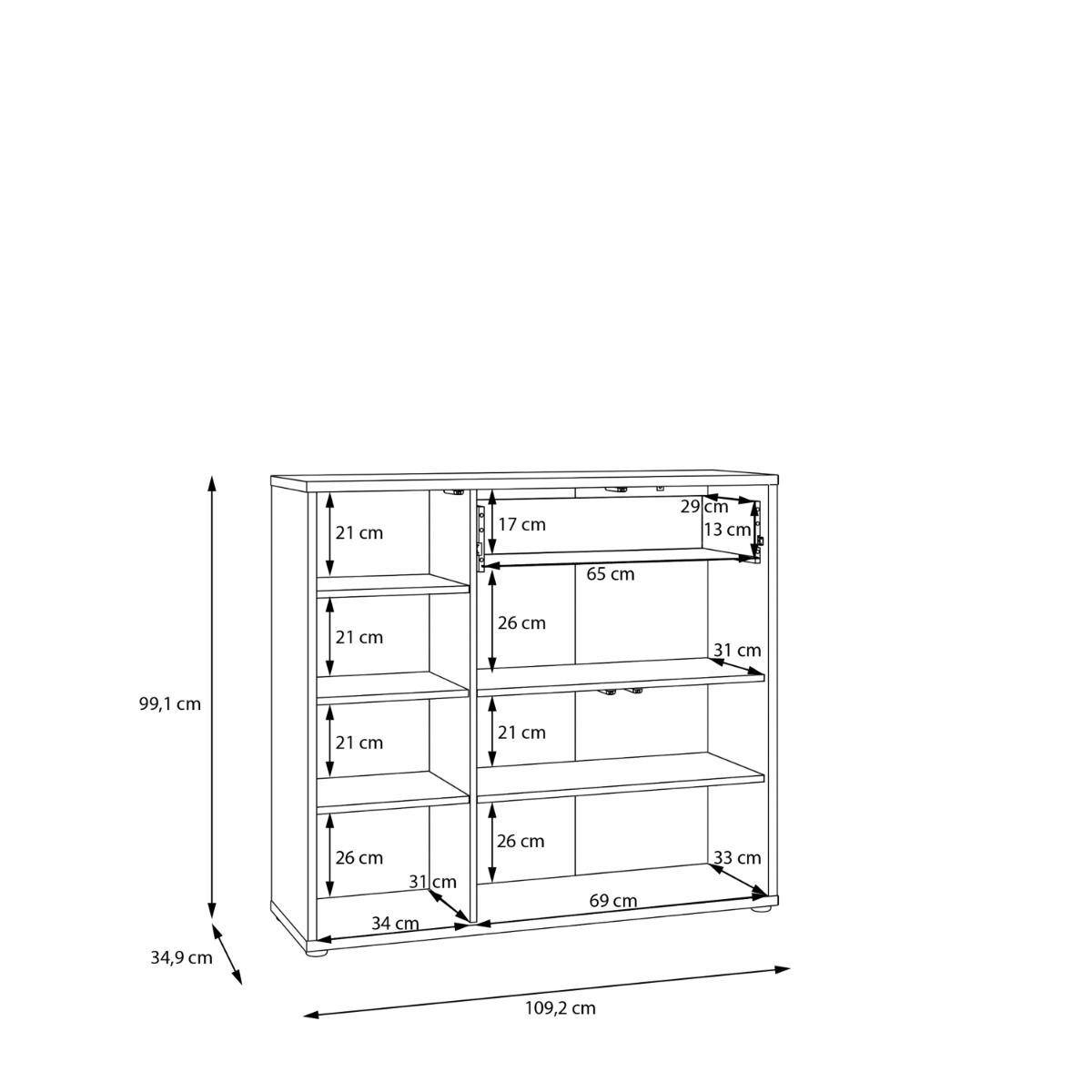Alice Springs Shoe Cabinet – Sand Finish with 3 Doors &amp; Drawer