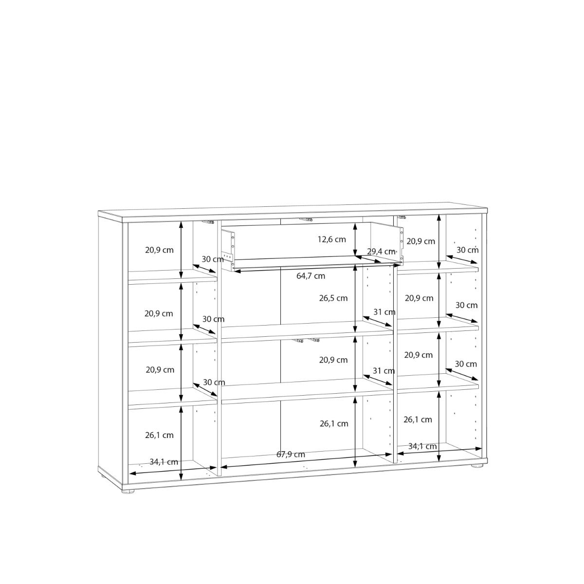 Alice Springs Shoe Cabinet – Sand Finish with 4 Doors &amp; Drawer