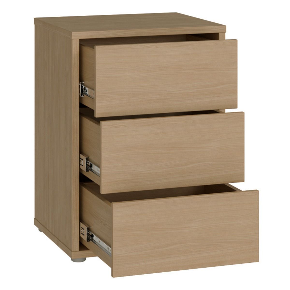 Alice Springs Bedside Cabinet – Elegancia Oak Finish with 3 Drawers