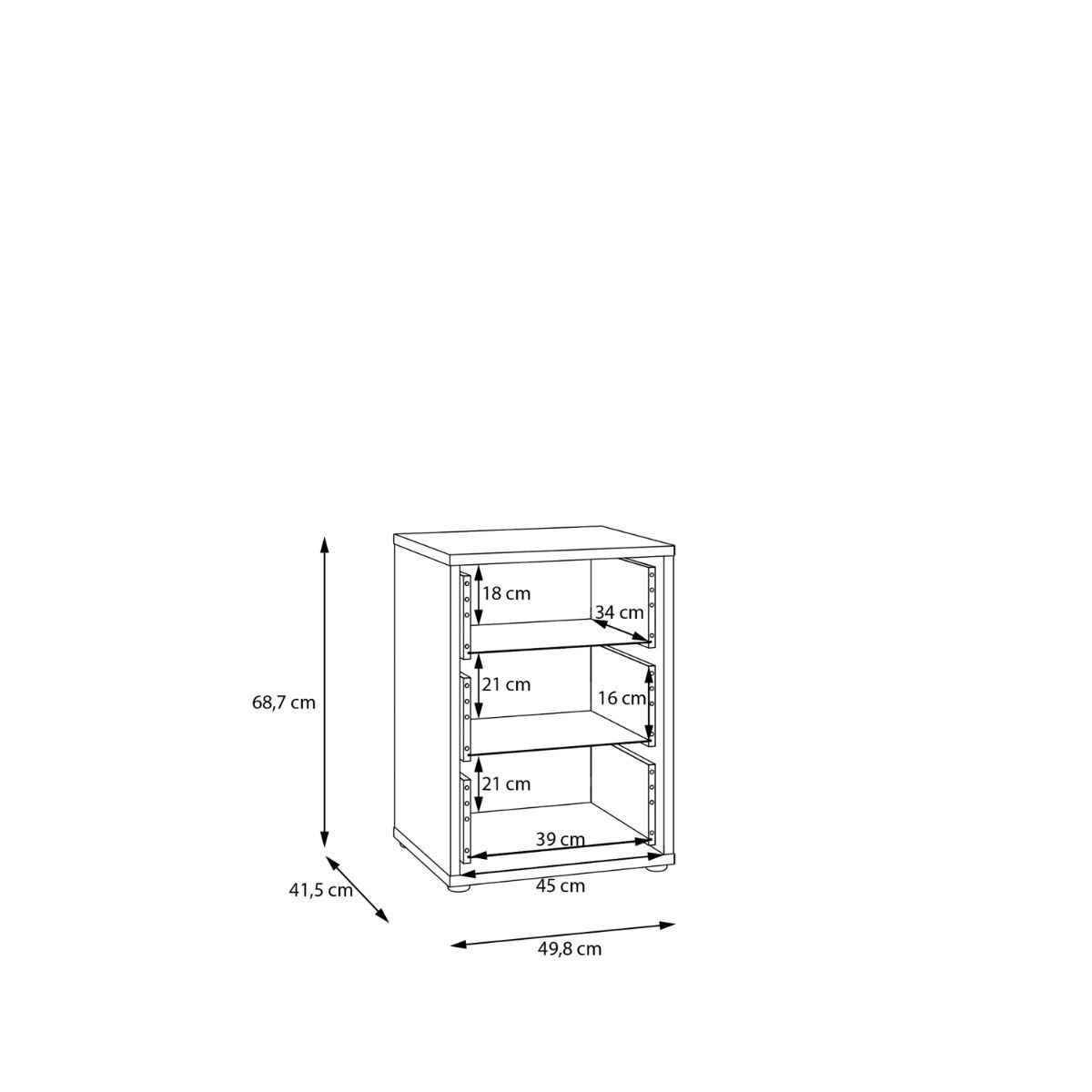 Alice Springs Bedside Cabinet – Elegancia Oak Finish with 3 Drawers