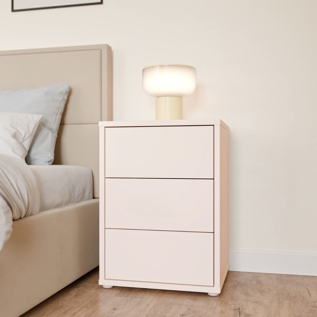Alice Springs Bedside Cabinet – Sand Finish with 3 Drawers