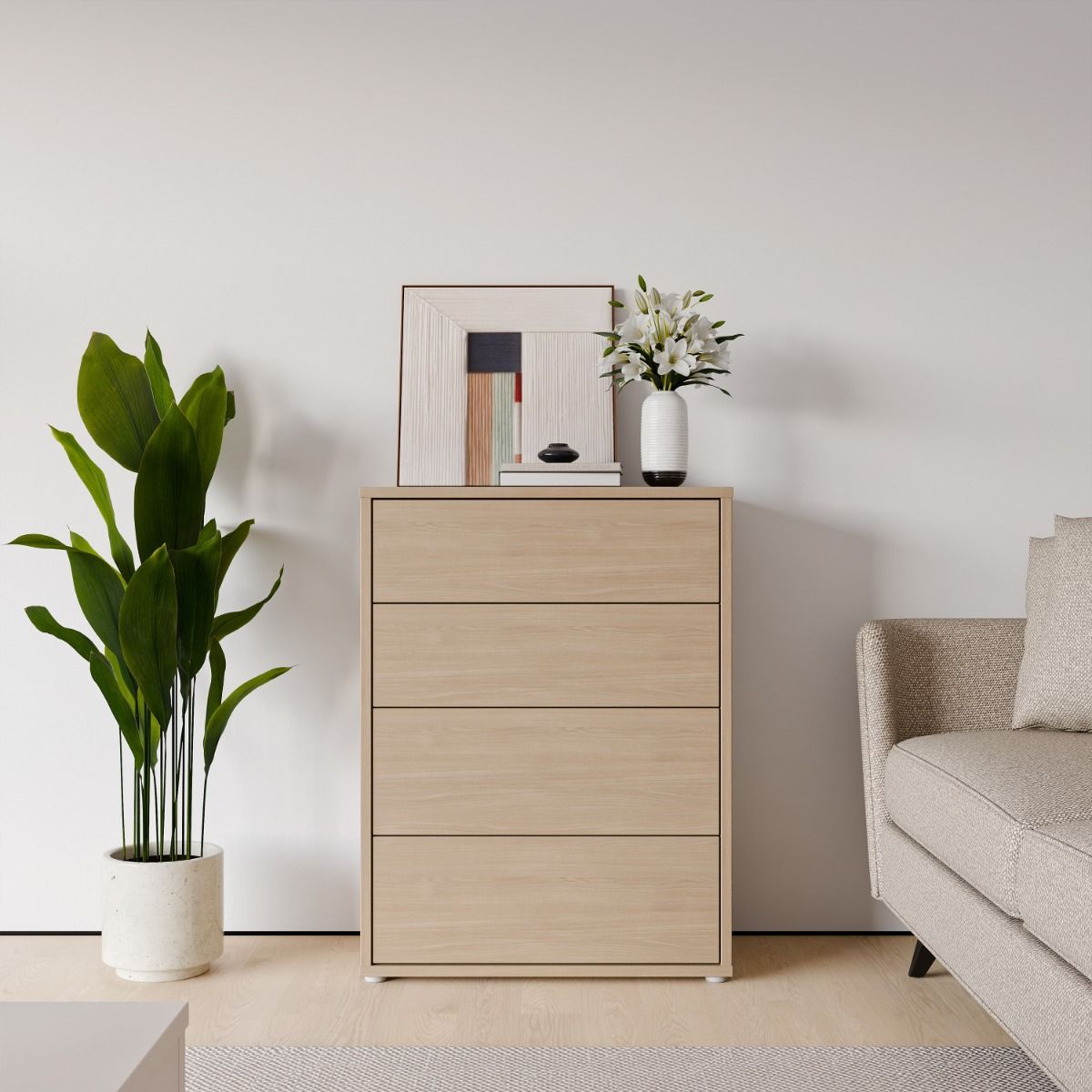 Alice Springs Chest – Elegancia Oak Finish with 4 Drawers