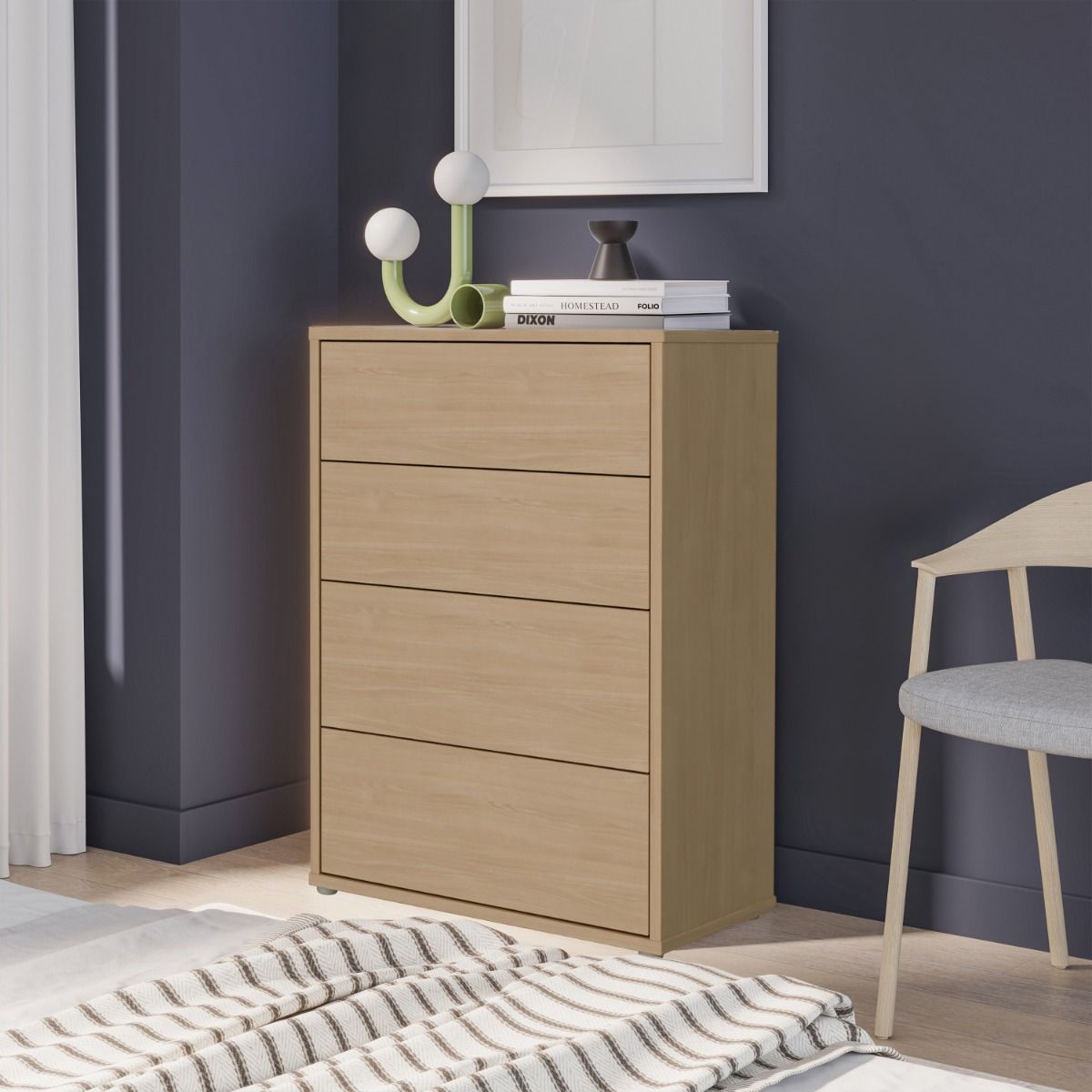 Alice Springs Chest – Elegancia Oak Finish with 4 Drawers