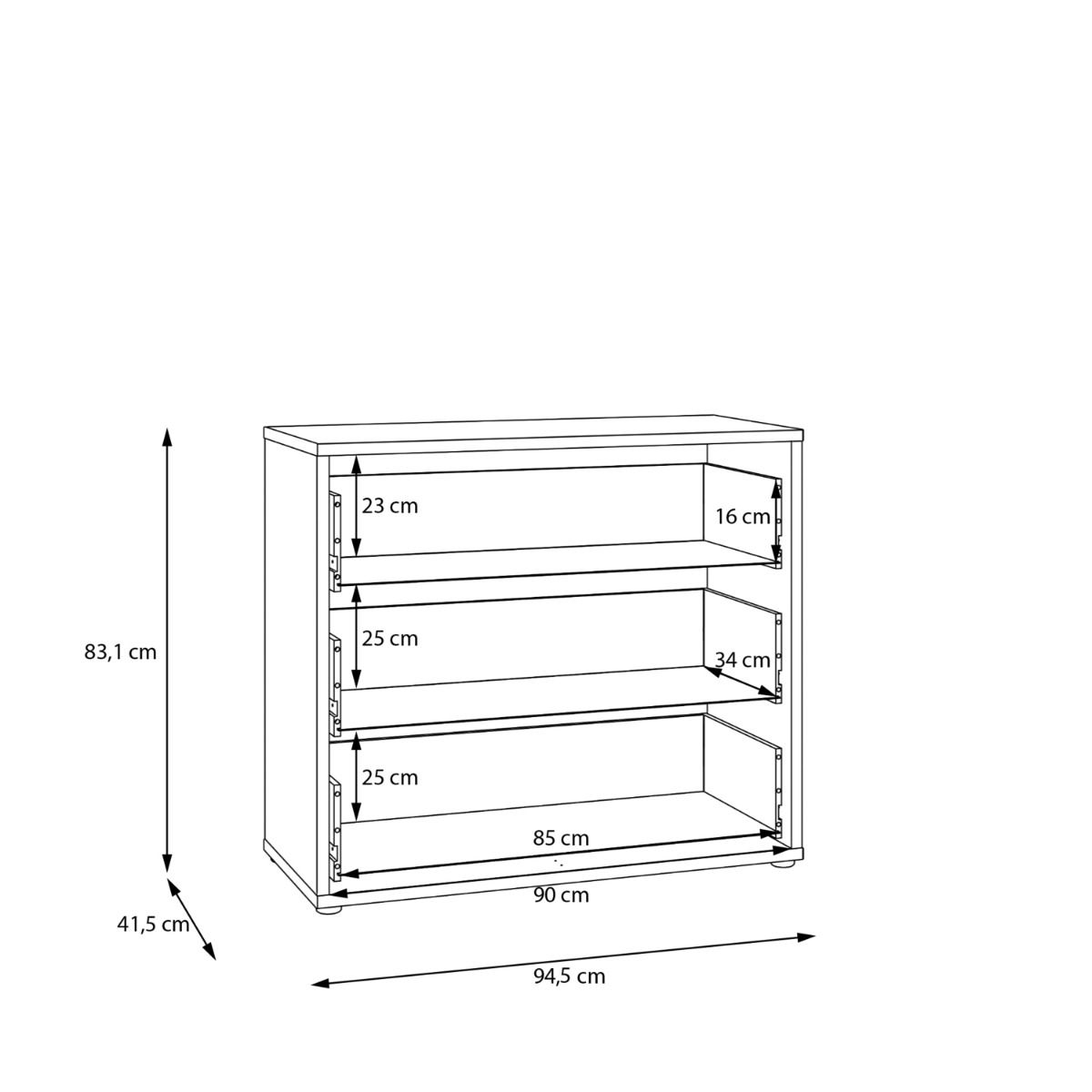 Alice Springs Chest – Elegancia Oak Finish with 3 Drawers