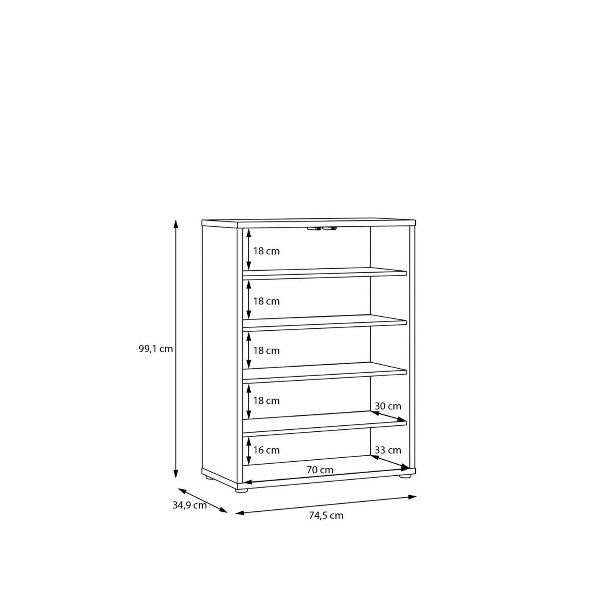 Alice Springs Shoe Cabinet – Elegancia Oak Finish with 2 Doors