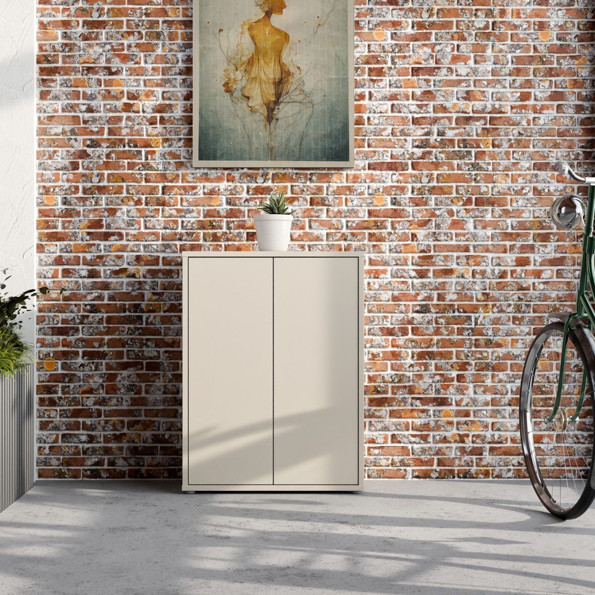 Alice Springs Shoe Cabinet – Sand Finish with 2 Doors