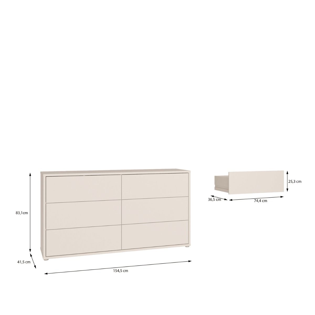 Alice Springs Wide Chest – Sand Finish with 6 Drawers