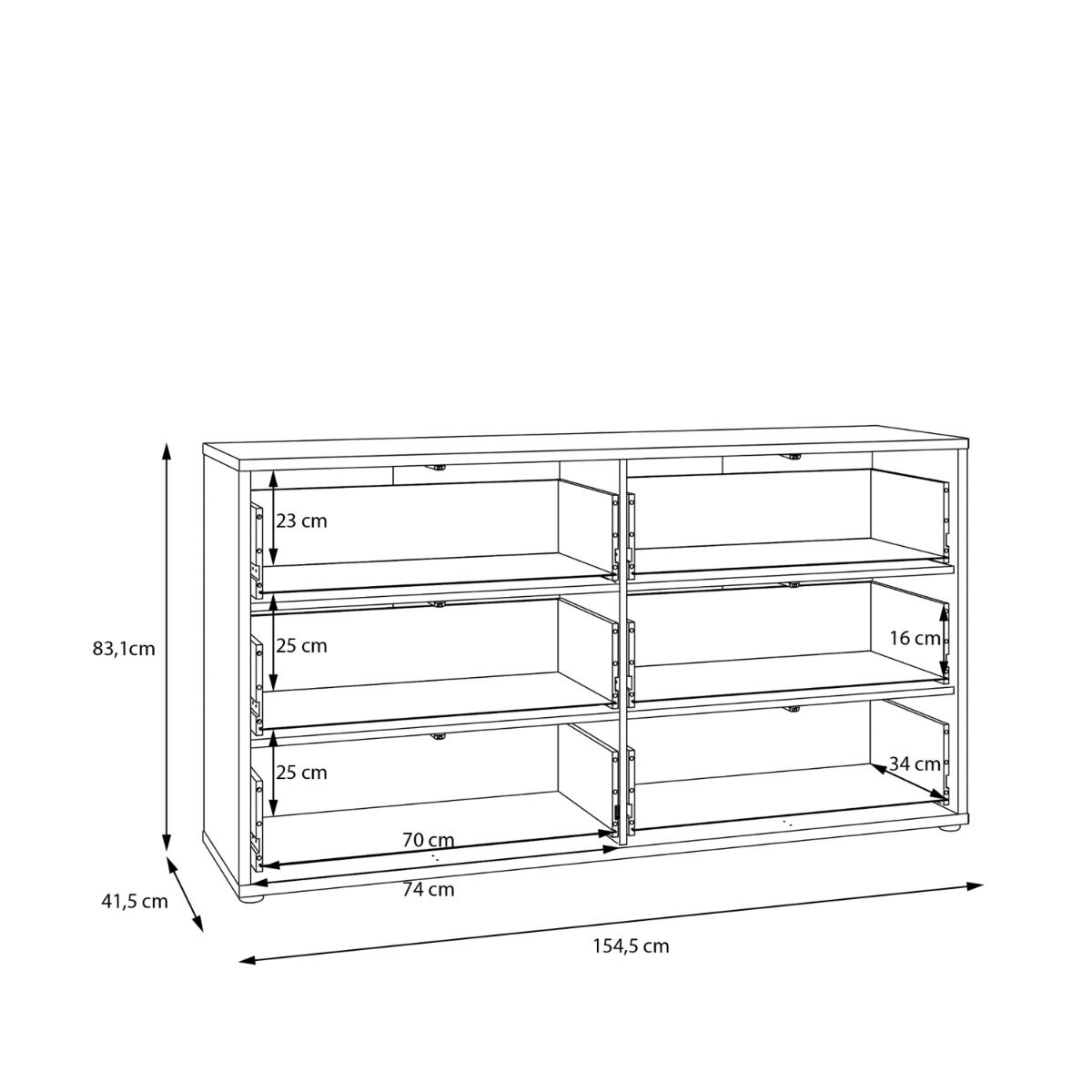 Alice Springs Wide Chest – Sand Finish with 6 Drawers