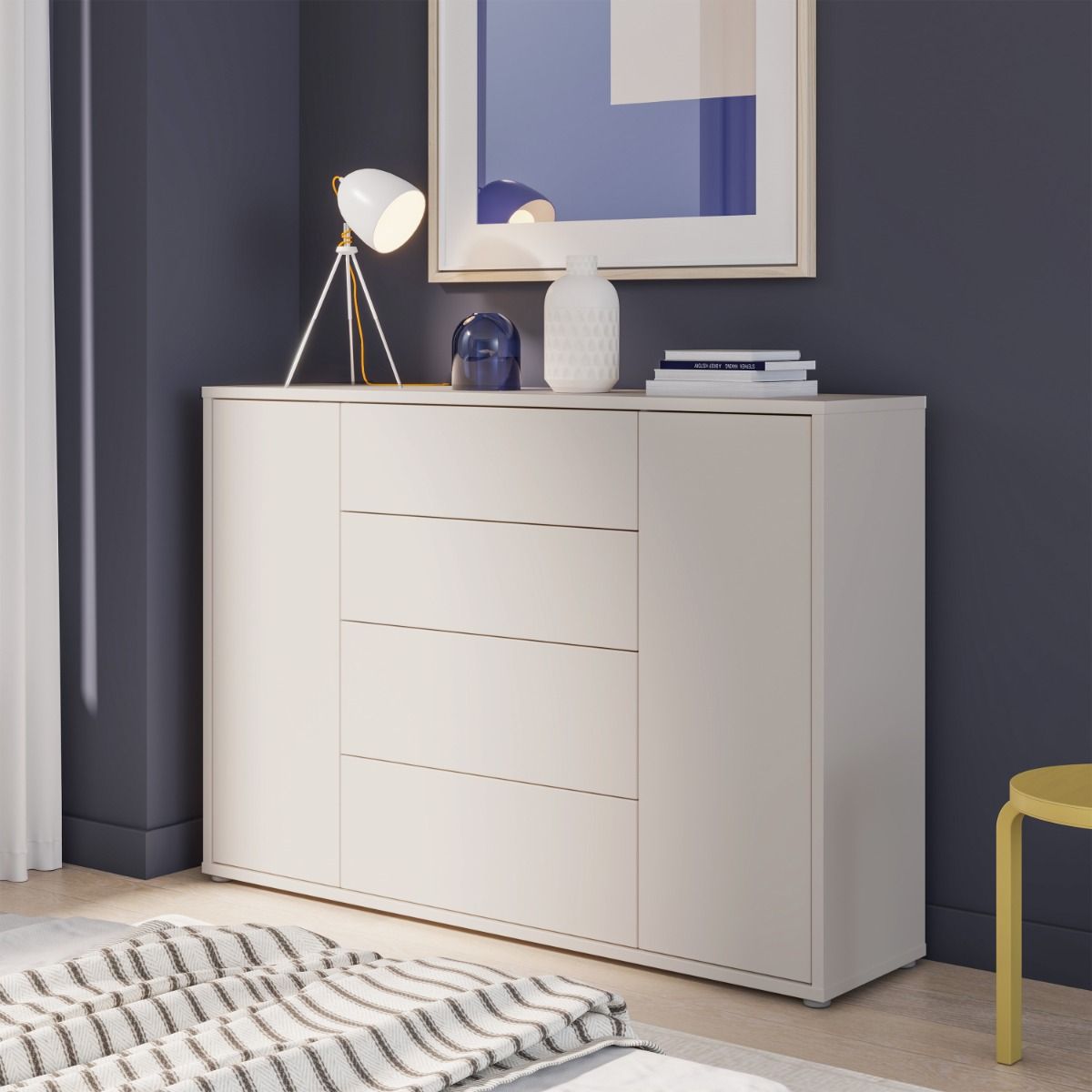 Alice Springs Wide Sideboard – Sand Finish with 4 Drawers &amp; 2 Doors