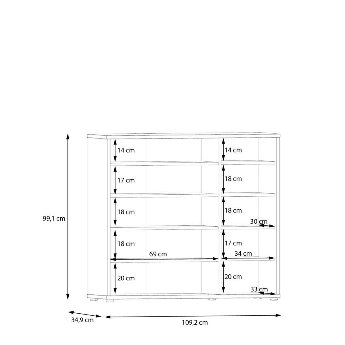 Alice Springs Shoe Cabinet – Artisan Oak Finish with 3 Doors