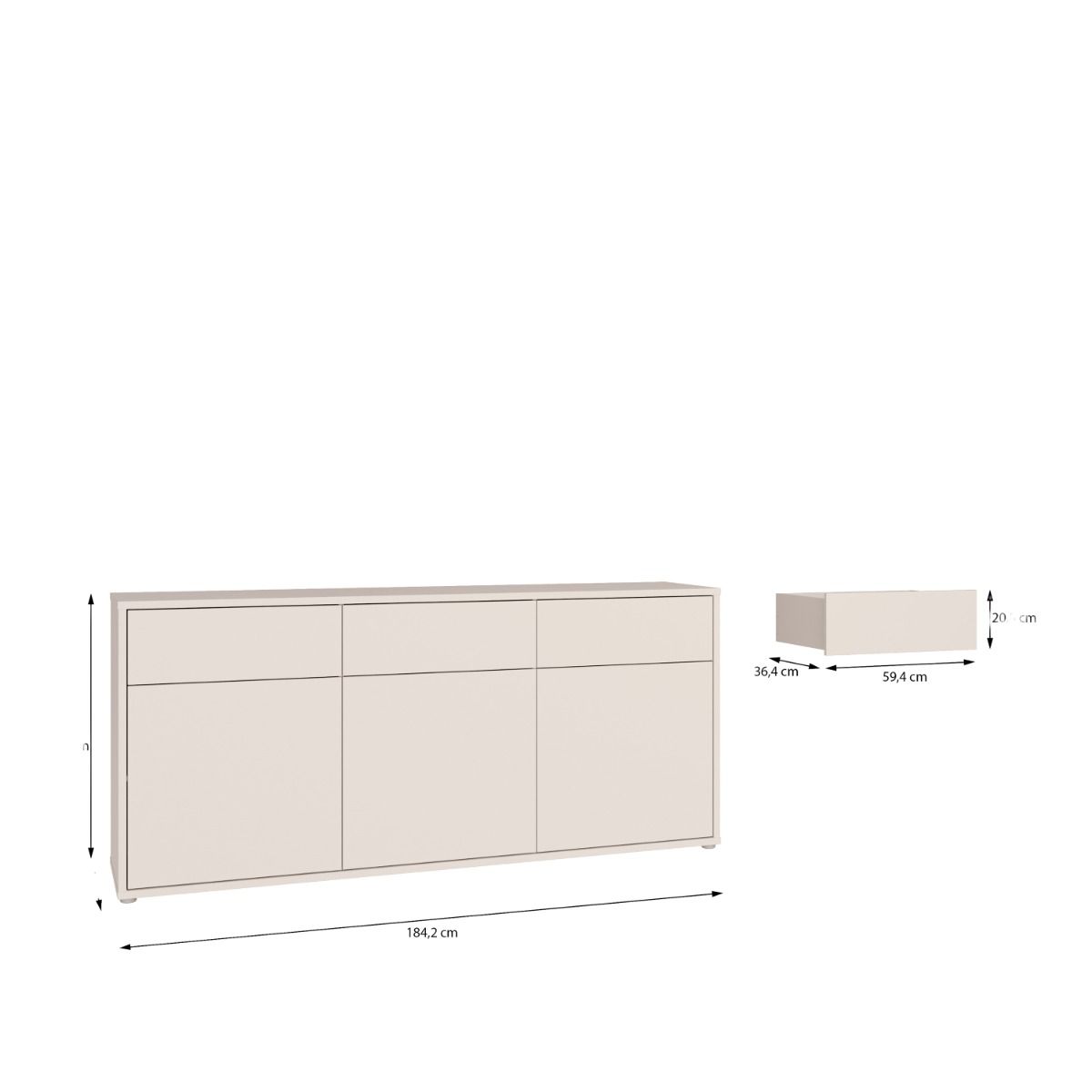 Alice Springs Sideboard – Sand Finish with 3 Doors &amp; 3 Drawers