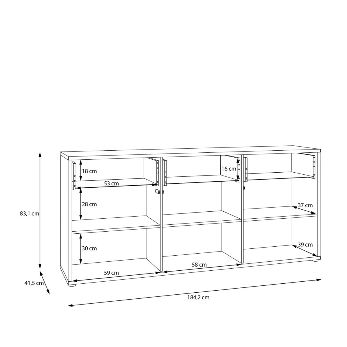 Alice Springs Sideboard – Sand Finish with 3 Doors &amp; 3 Drawers