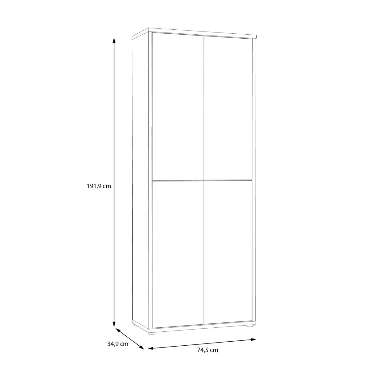 Alice Springs Tall Shoe Cabinet – Artisan Oak Finish with 4 Doors