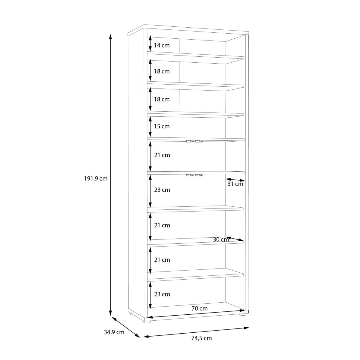 Alice Springs Tall Shoe Cabinet – Artisan Oak Finish with 4 Doors