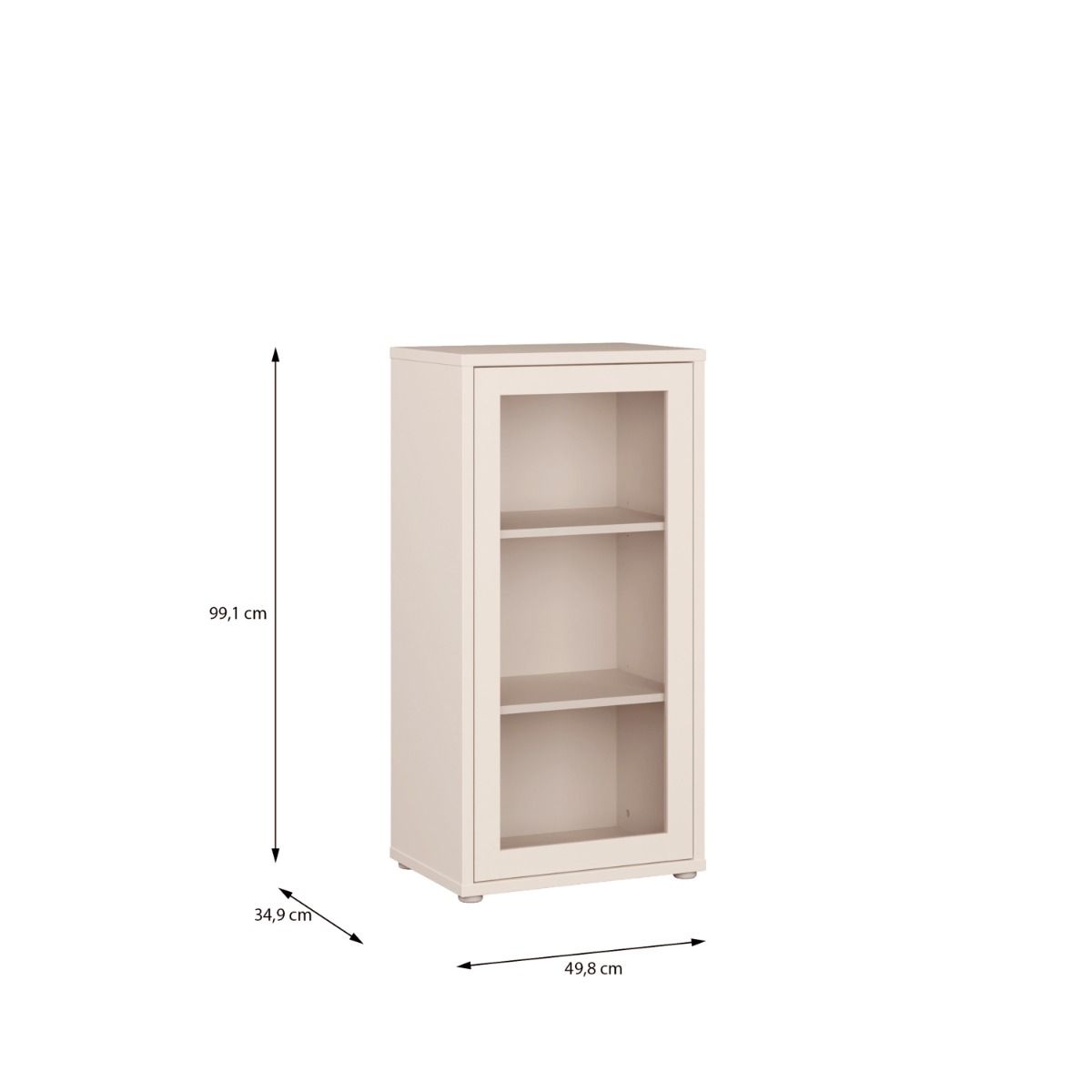 Alice Springs Low Glass Cabinet – Sand Finish with Glass Door