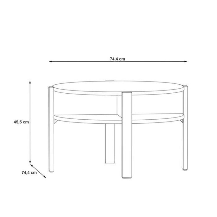 Round Coffee Table with Open Shelf in Mauvella Oak