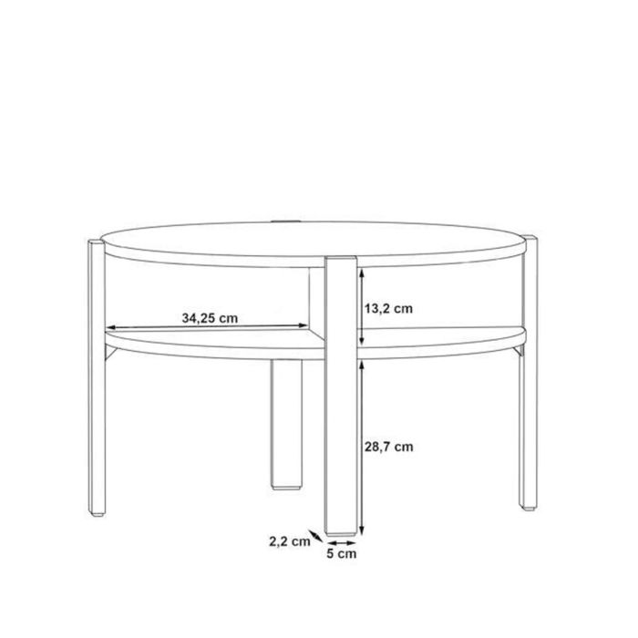 Round Coffee Table with Open Shelf in Mauvella Oak