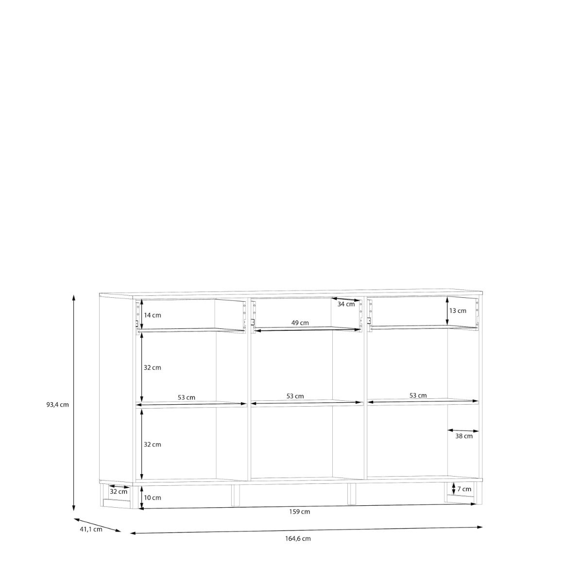 Sali 3 Door 3 Drawer Chest in Sage Green - INSIDE HOUSE