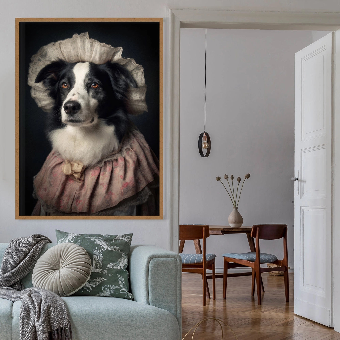 Border Collie Dog Portrait Print - INSIDE HOUSE
