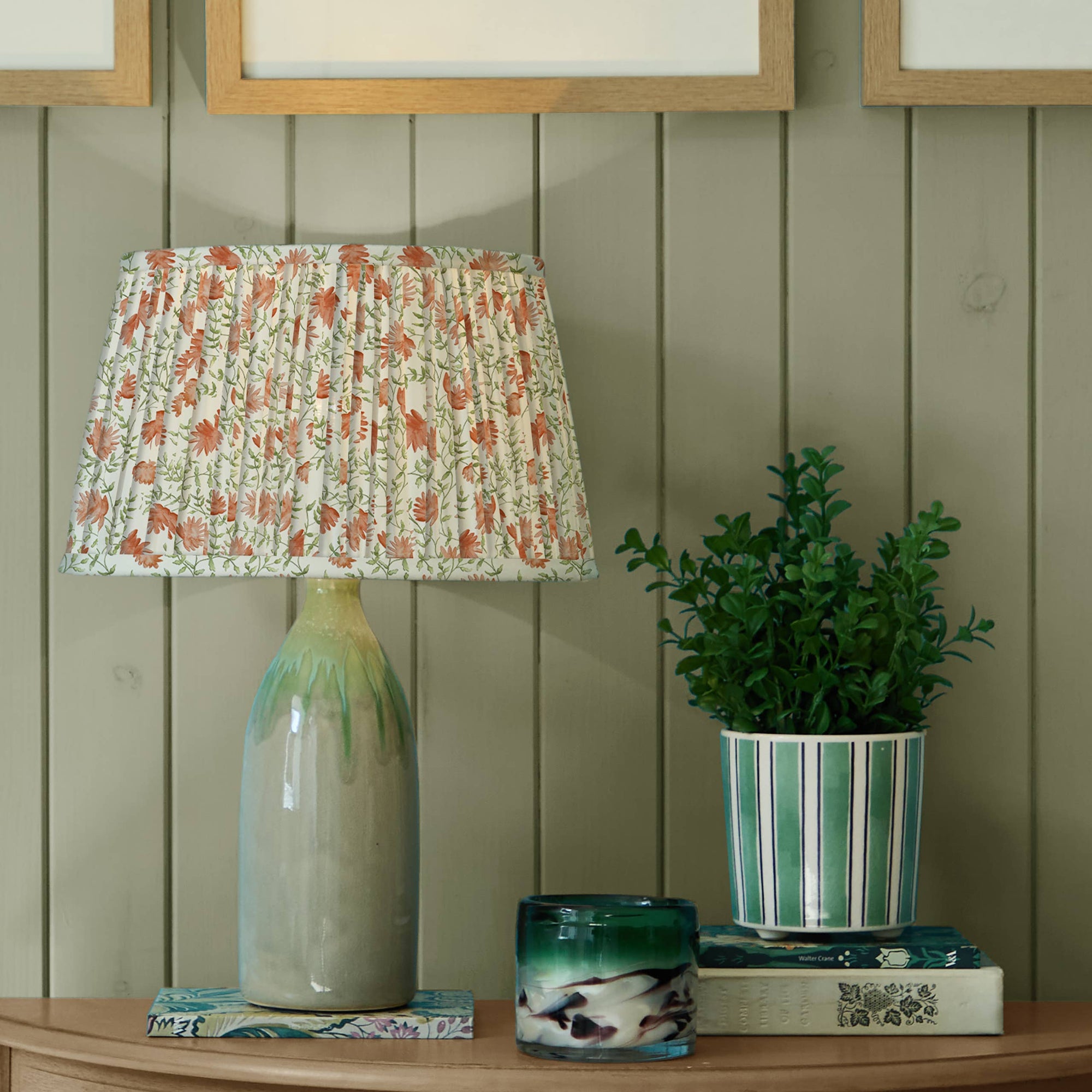 Elai Pleated Tapered Lamp Shade Terracotta: Terracotta / 30 x 50 x 50cm