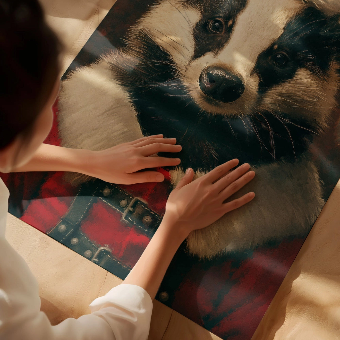 Christmas Badger Animal Portrait Print - INSIDE HOUSE