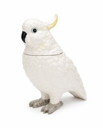 White Ceramic Parrot Storage Jar/Vase, Removable Head