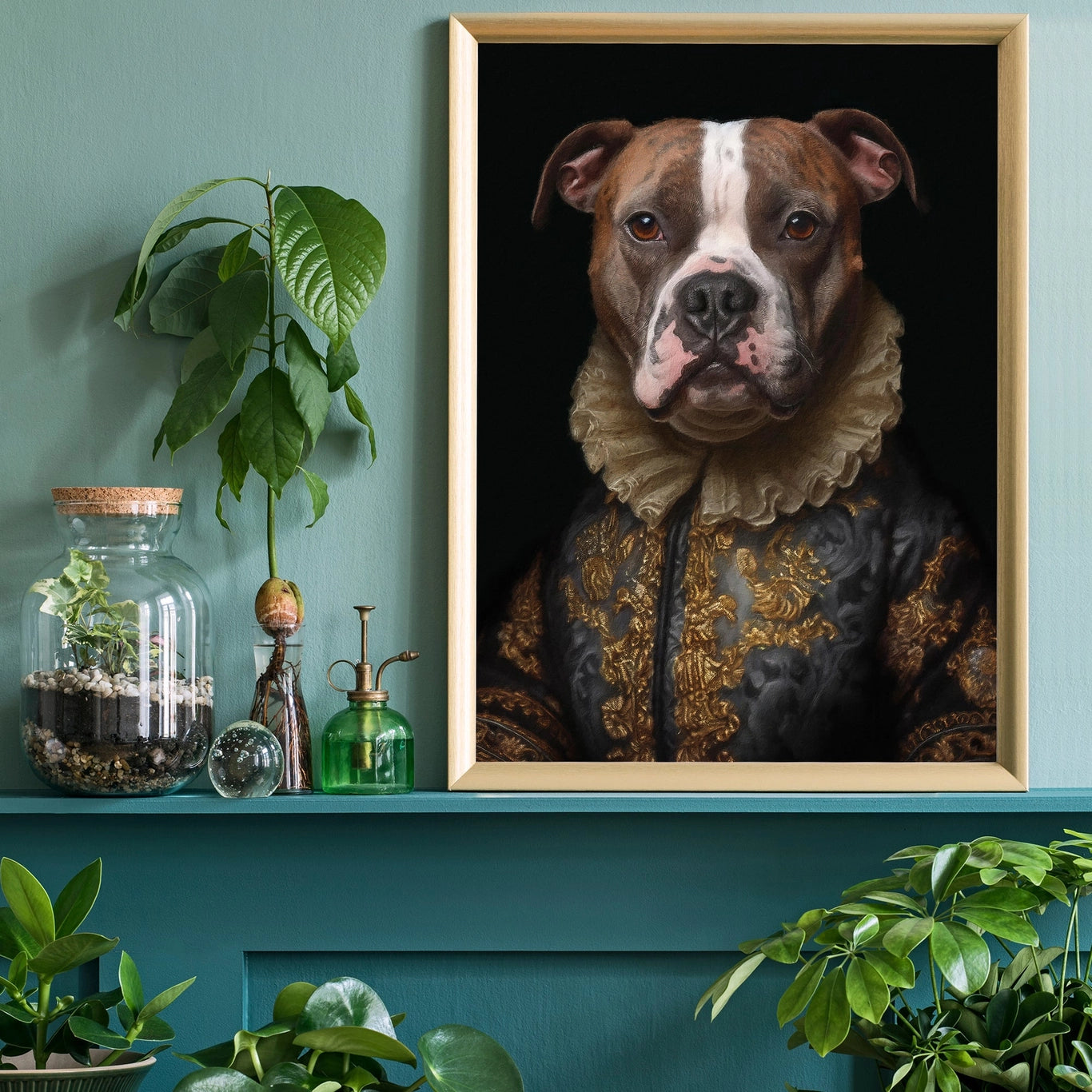 Staffordshire Bull Terrrier Staffy Dog Portrait Print - INSIDE HOUSE
