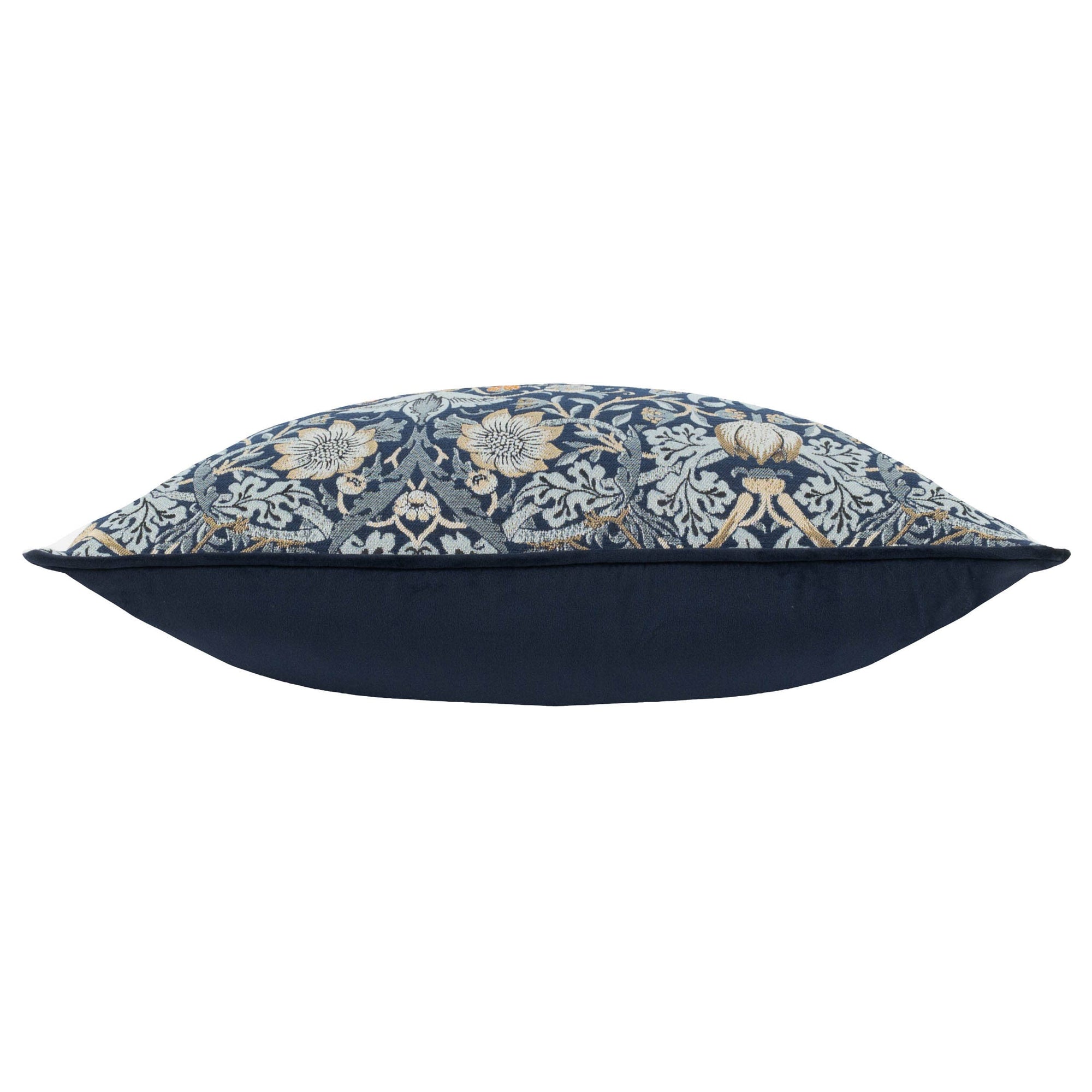 Strawberry Thief Piped Jacquard Cushion Indigo: Indigo / Feather Rich Filled / 55 x 55 - INSIDE HOUSE