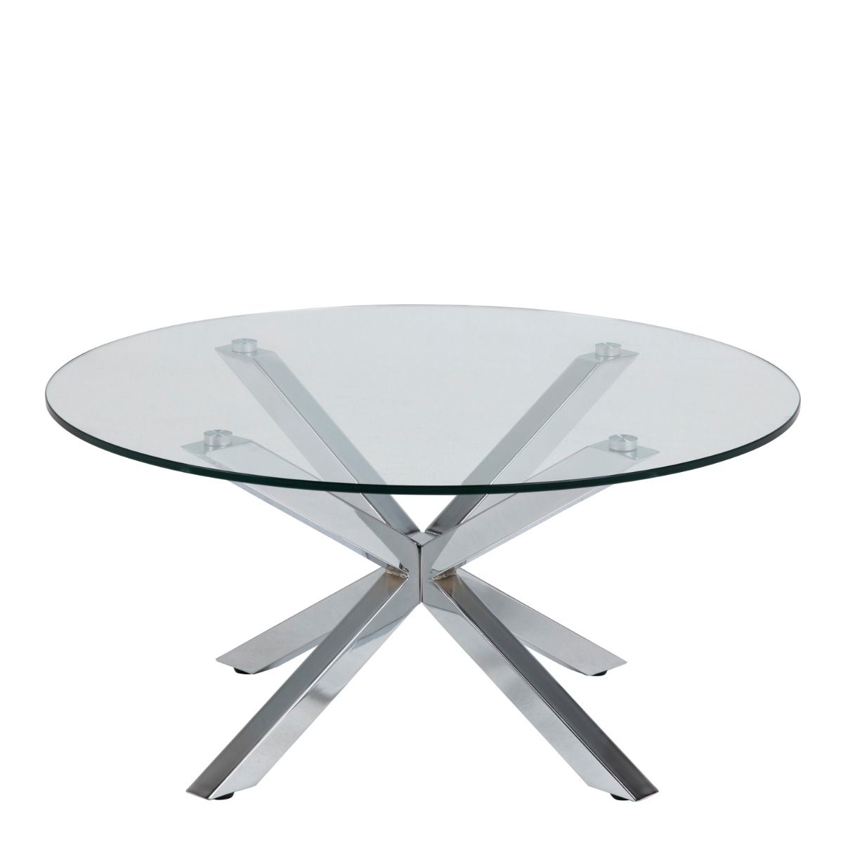 Heaven Round Coffee Table with Glass Top and Chrome Legs - INSIDE HOUSE