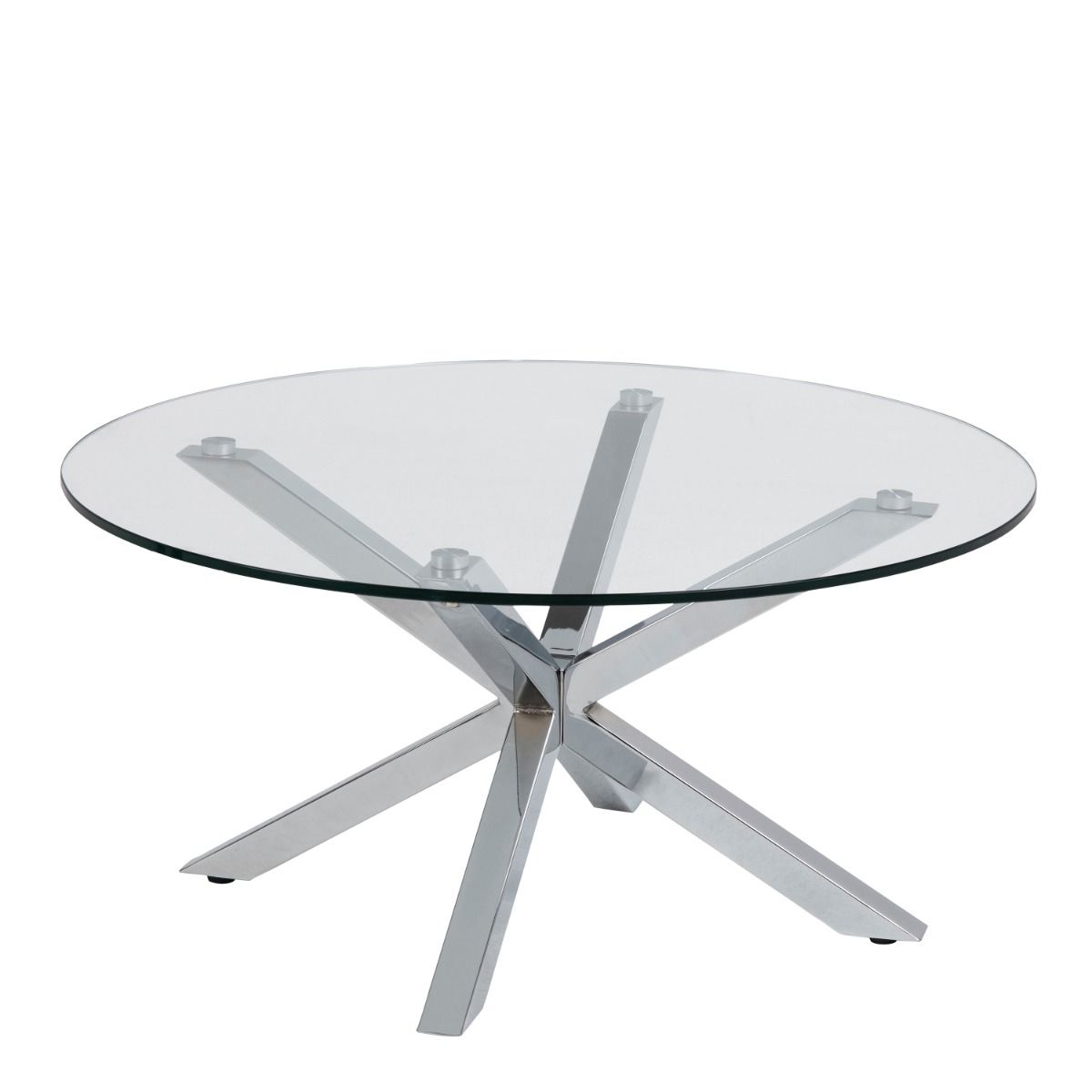 Heaven Round Coffee Table with Glass Top and Chrome Legs - INSIDE HOUSE