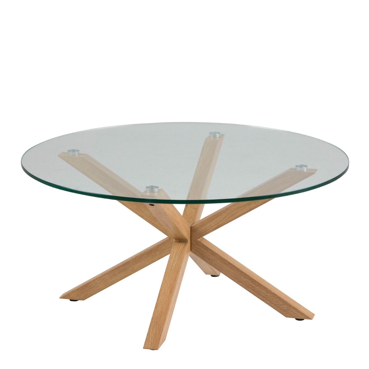 Heaven Round Coffee Table with Smoked Glass Top and Oak Legs - INSIDE HOUSE