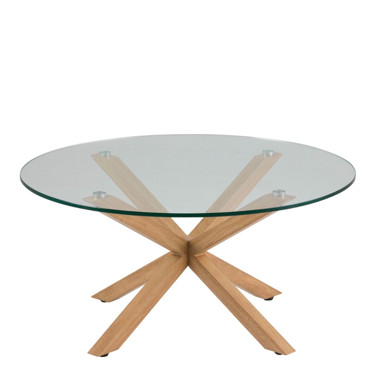 Heaven Round Coffee Table with Smoked Glass Top and Oak Legs - INSIDE HOUSE