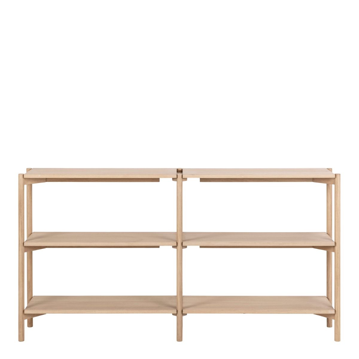 Braidwood Low Wide Bookcase with 3 Shelves in White Oak - INSIDE HOUSE
