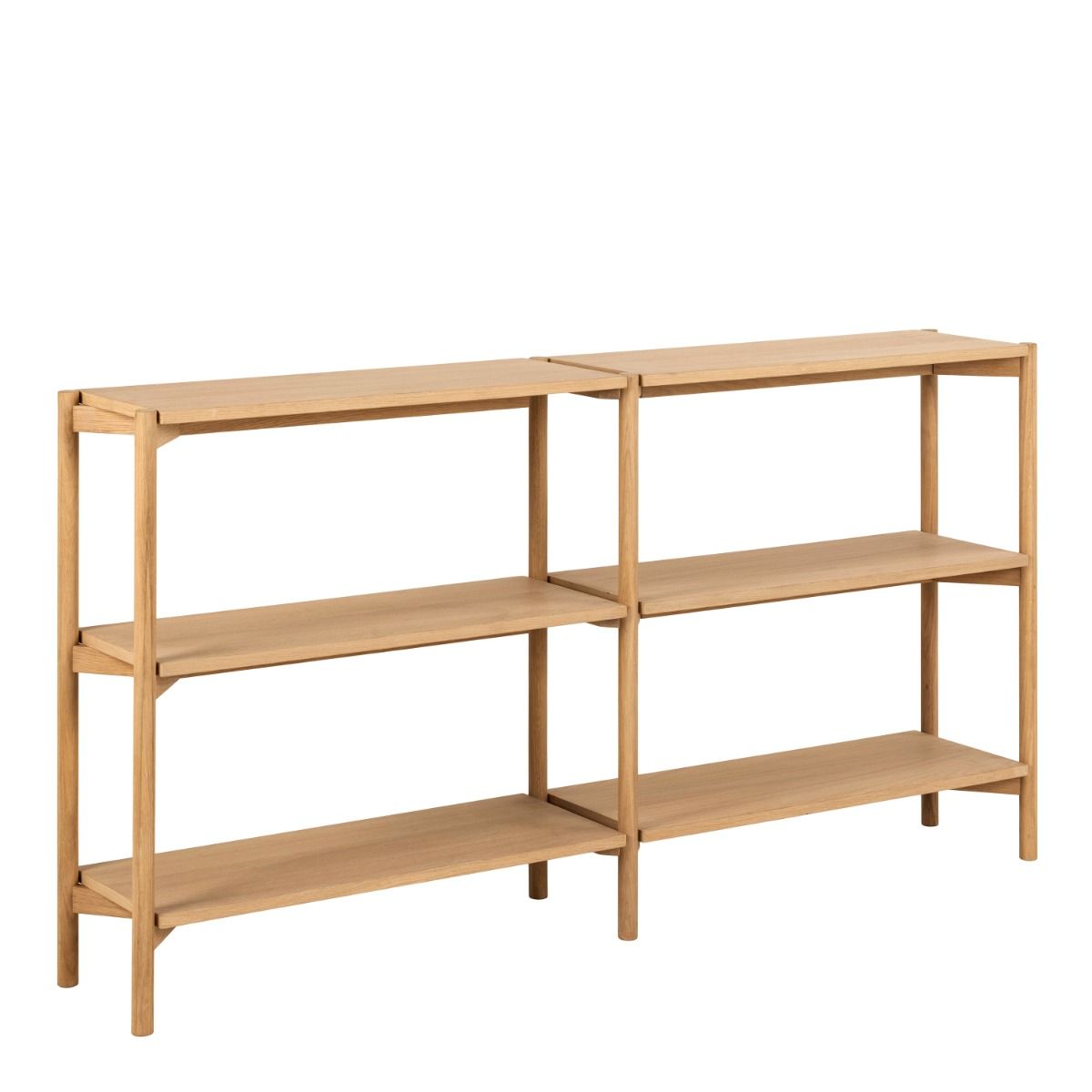 Braidwood Low Wide Bookcase with 3 Shelves in Oak - INSIDE HOUSE