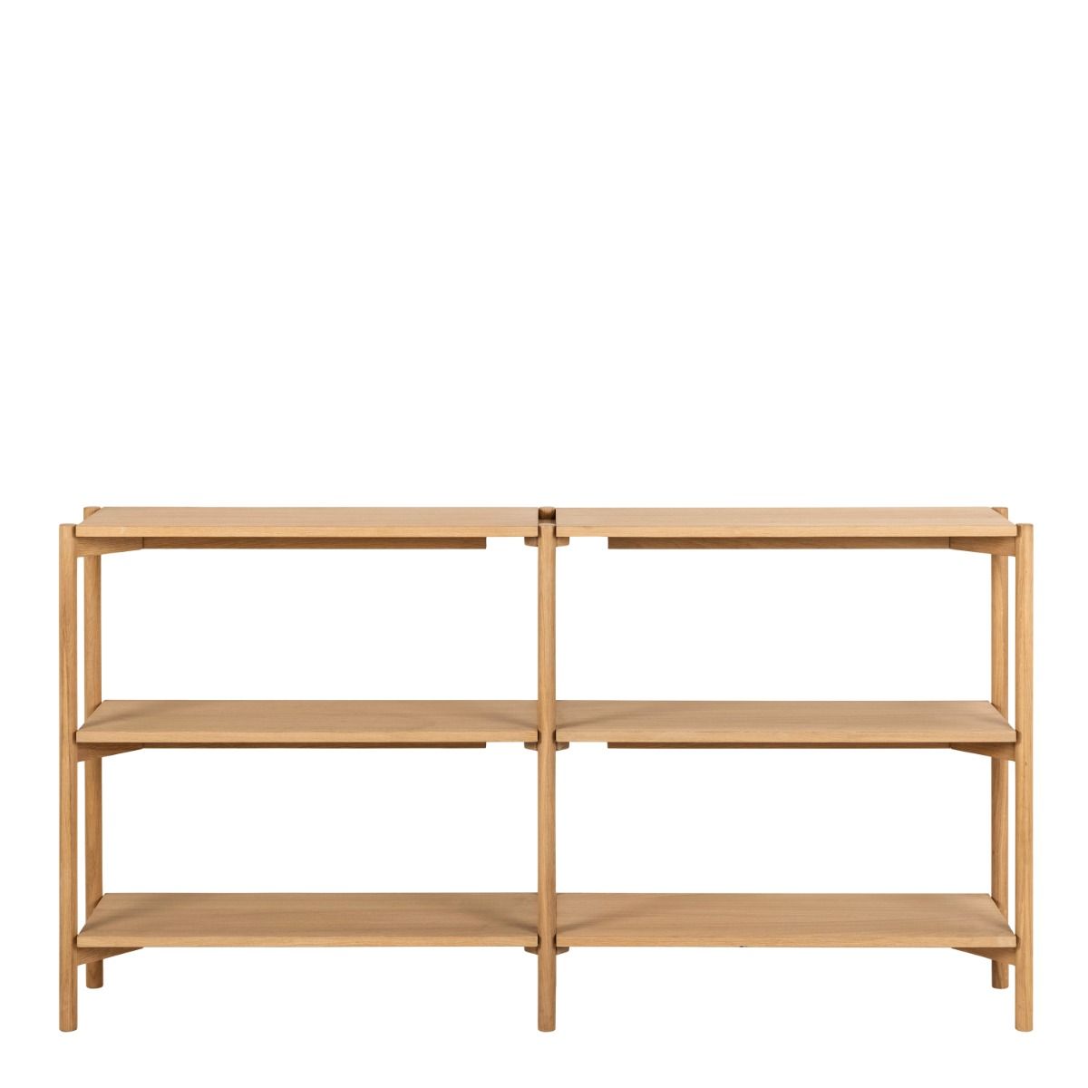 Braidwood Low Wide Bookcase with 3 Shelves in Oak - INSIDE HOUSE