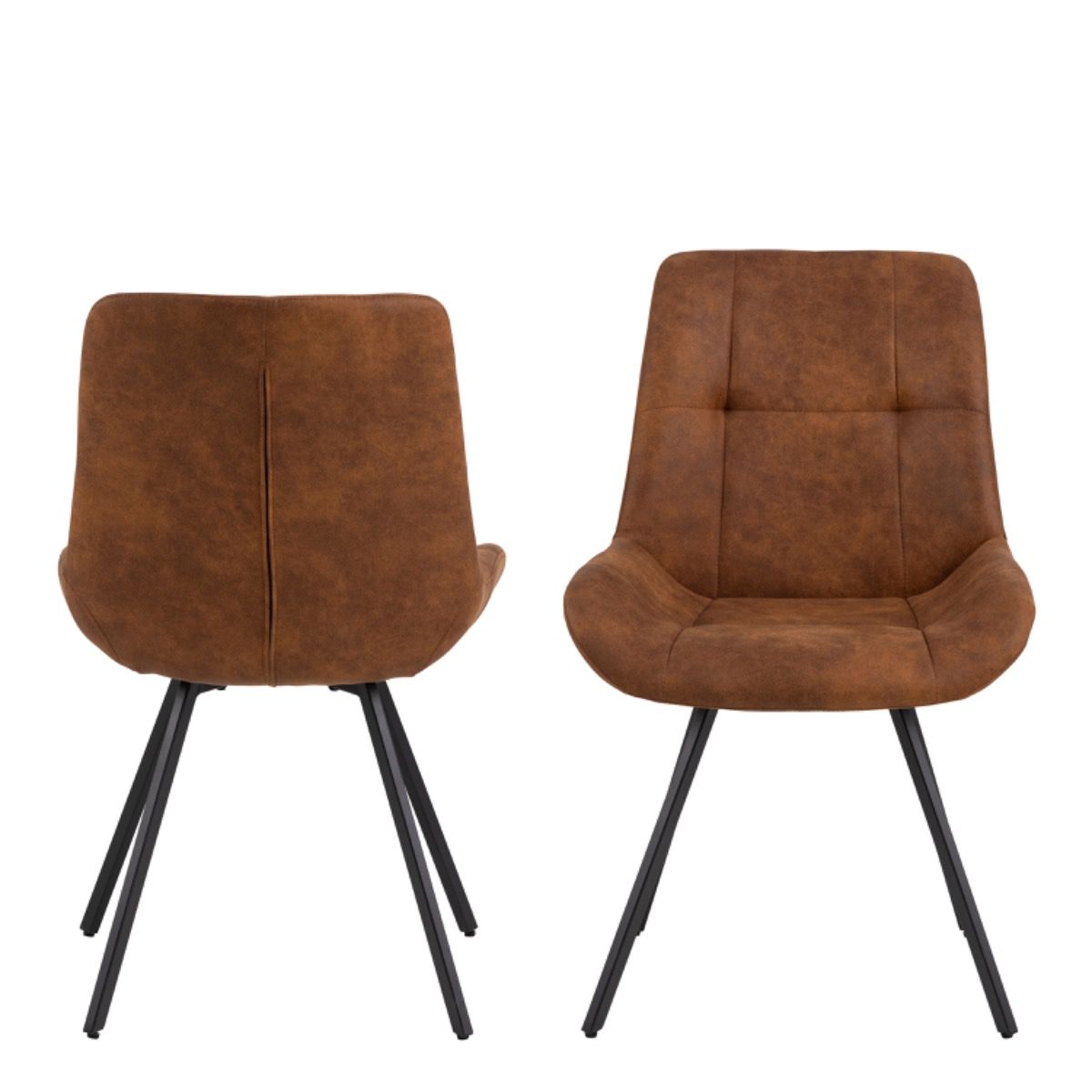 Waylor Dining Chair in Brown Fabric Set of 2 - INSIDE HOUSE