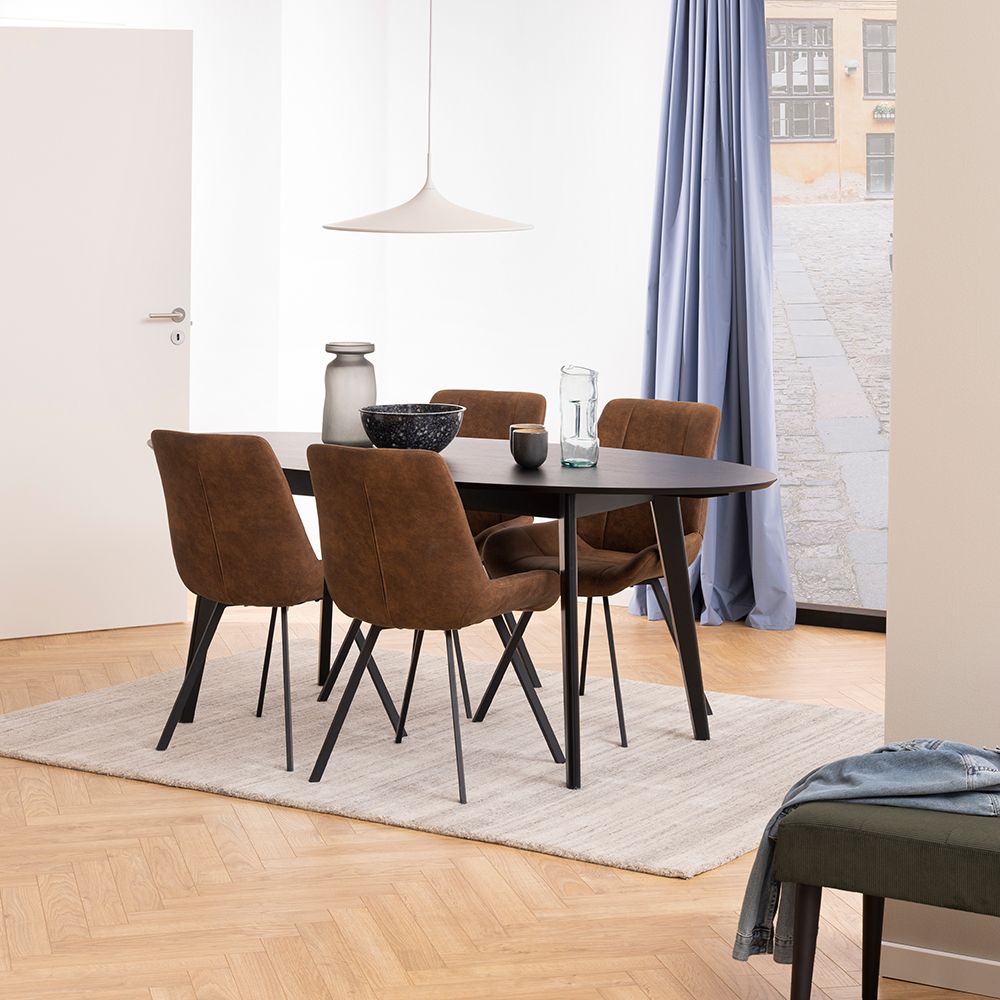 Waylor Dining Chair in Brown Fabric Set of 2 - INSIDE HOUSE