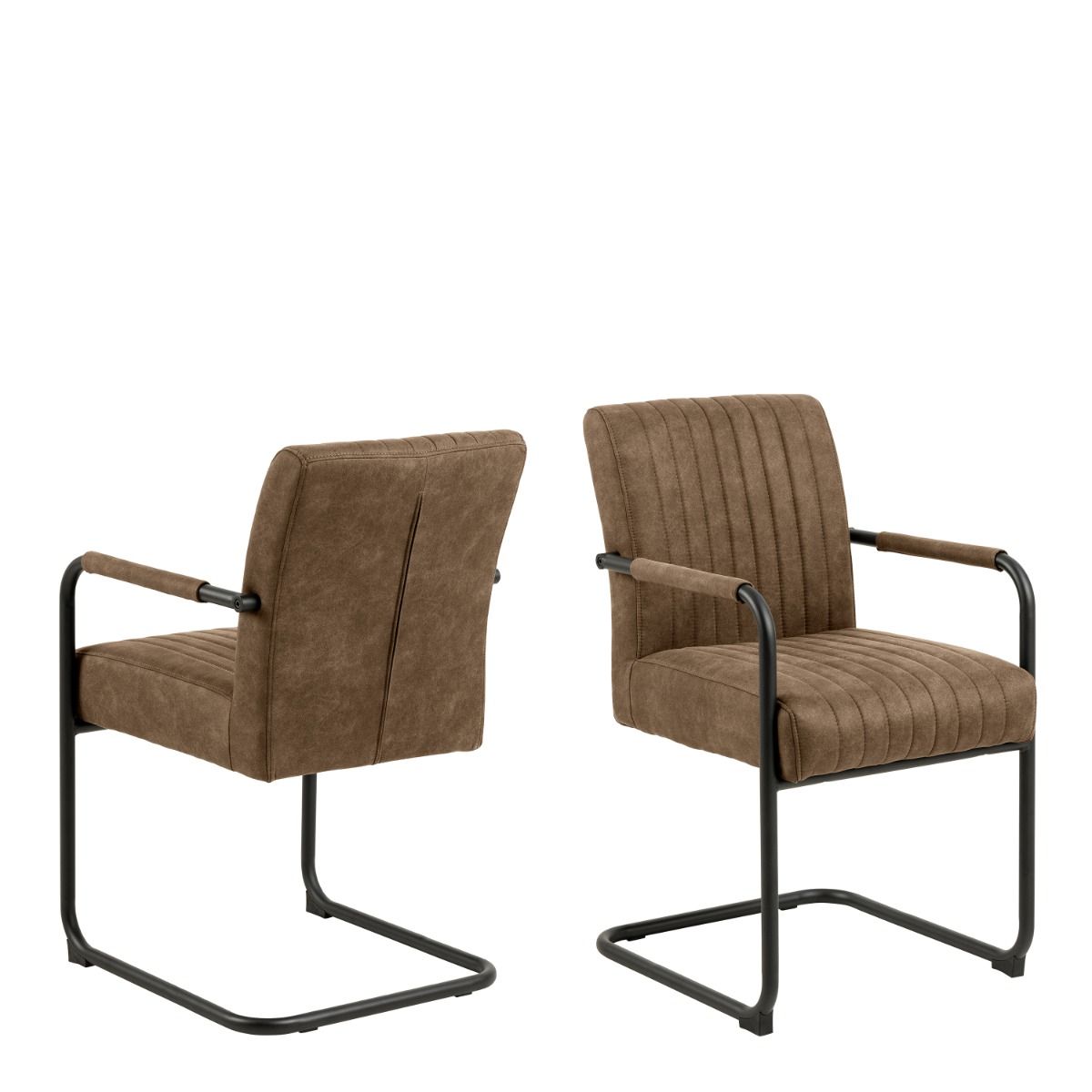 Adele Dining Chair in Light Brown Fabric Set of 2 - INSIDE HOUSE