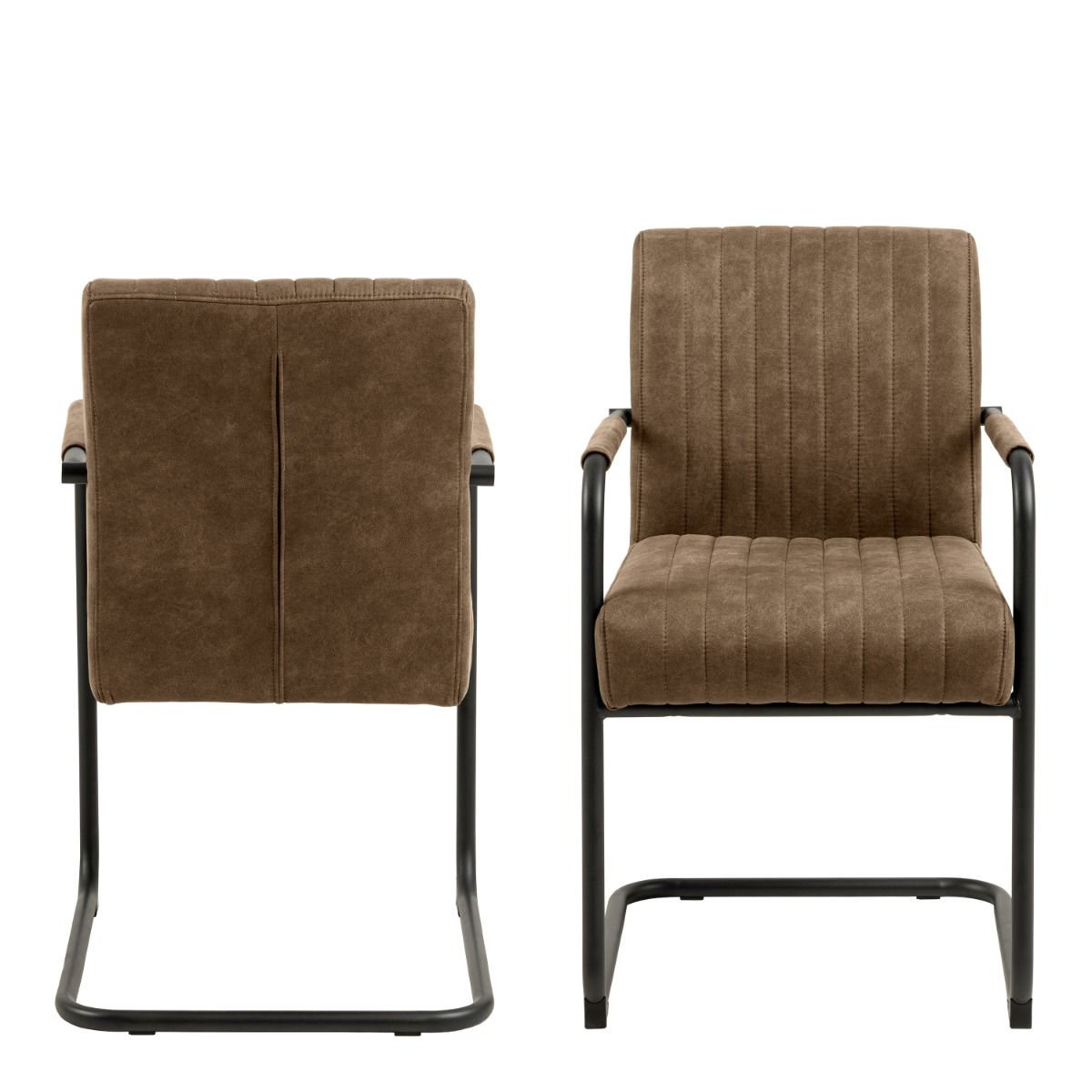 Adele Dining Chair in Light Brown Fabric Set of 2 - INSIDE HOUSE
